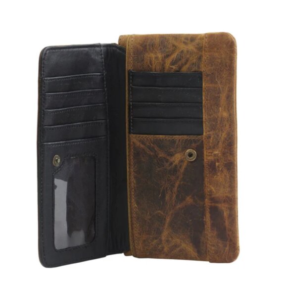 MYRA BAG LEATHER WALLET | OAK FIRE LEATHER WALLET | AGED LEATHER RFID WALLET - Picture 3 of 7